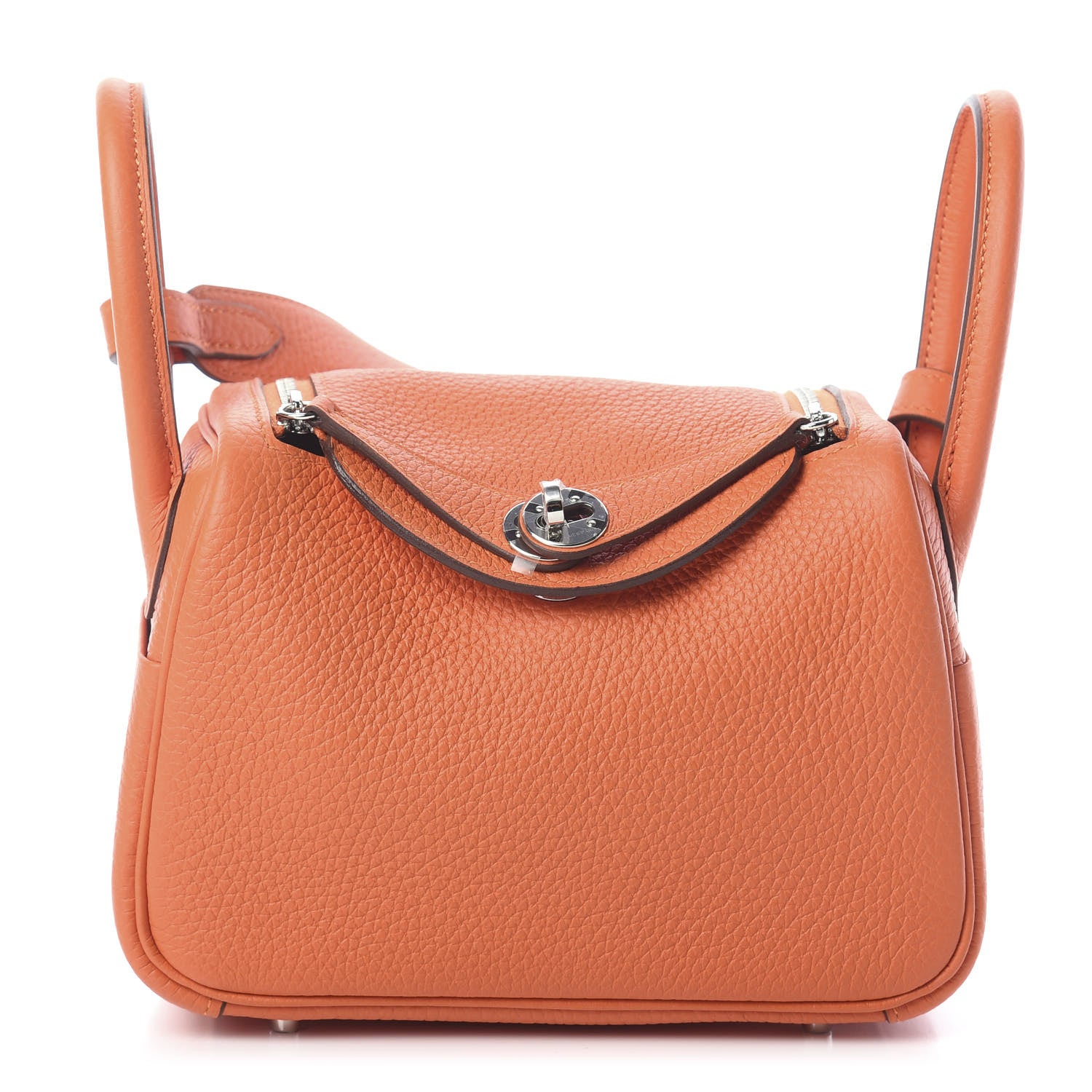 Hermes Taurillon Clemence Mini Lindy 20 Orange 1 of 9