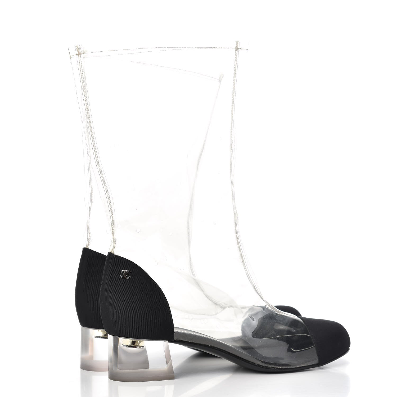 Chanel PVC Grosgrain High Boots 40 Transparent Black 4 of 7