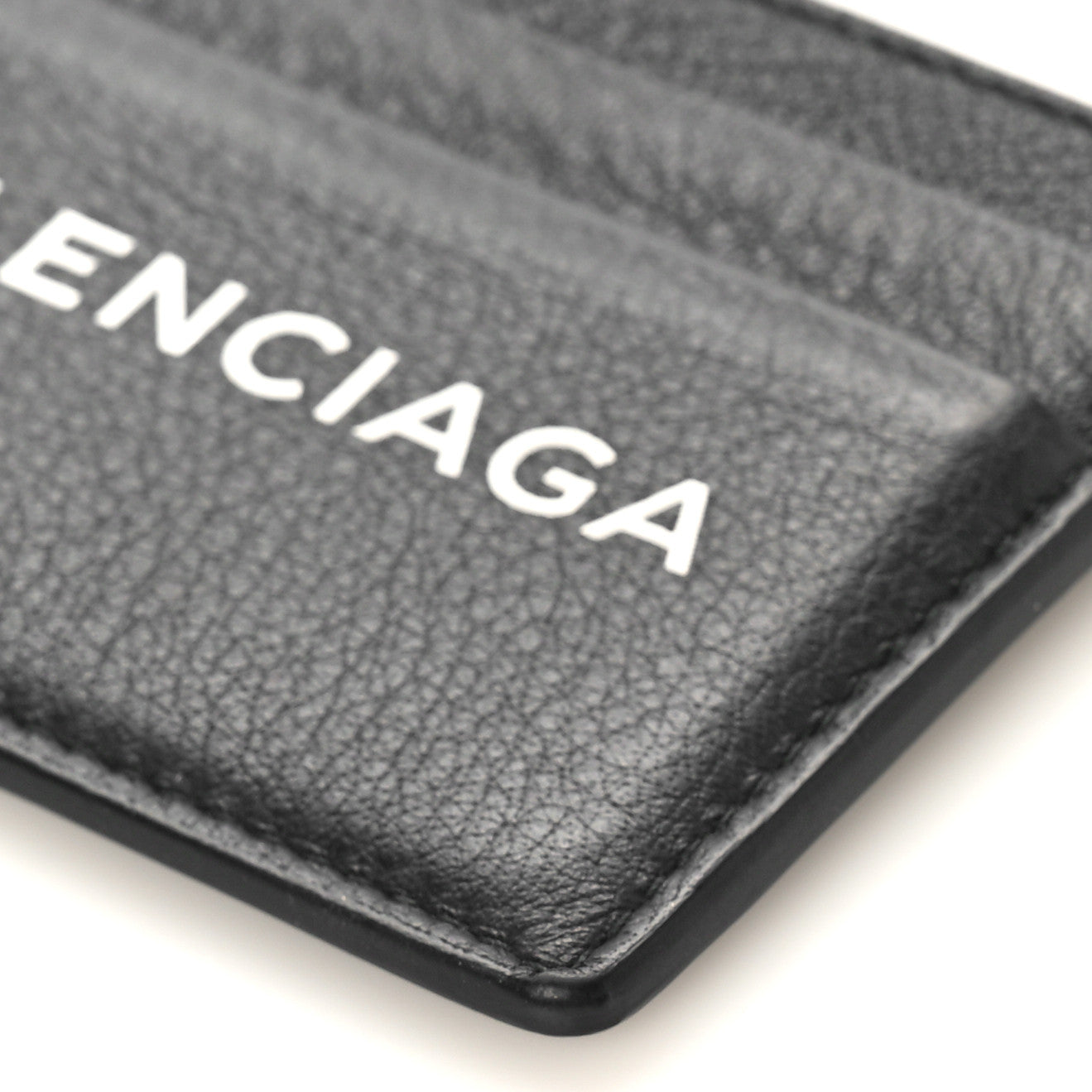 Balenciaga Grained Calfskin Logo Everyday Card Holder Black White 7 of 7