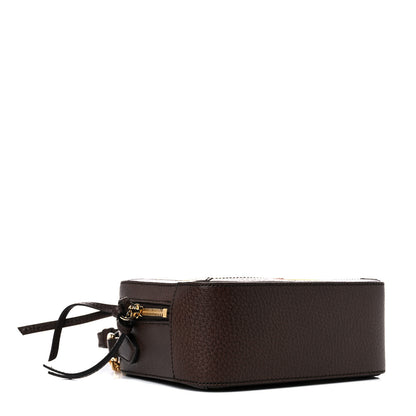 Gucci Canvas Textured Calfskin Web Mini Ophidia Top Handle Shoulder Bag Easy Yellow Dark Brown 4 of 10