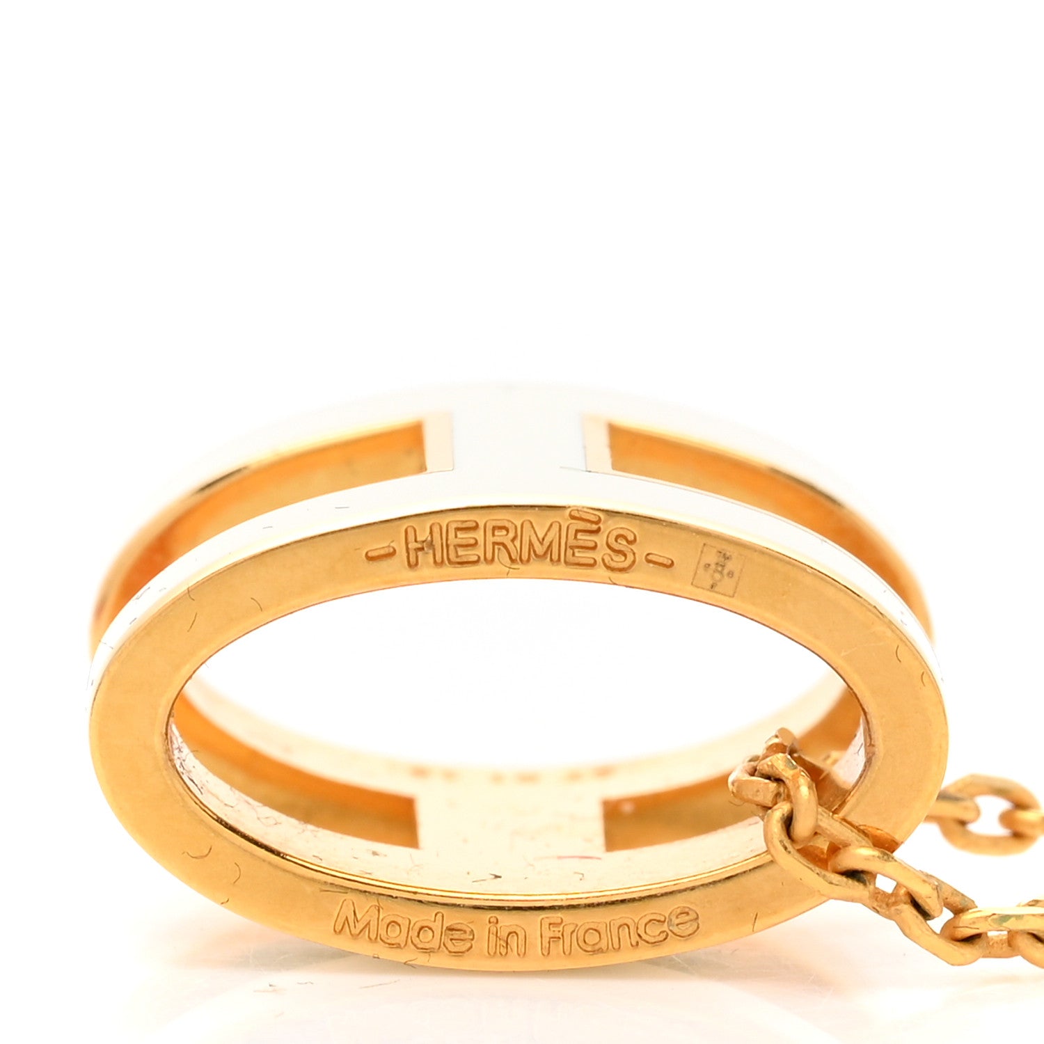 Hermes Lacquered Gold Pop H Pendant Necklace White 5 of 7