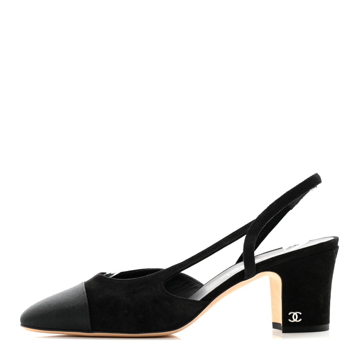 Velour Grosgrain Cap Toe CC Slingback Pumps 39 Black