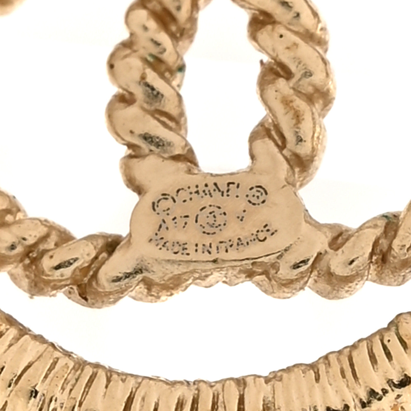 Chanel CC Round Rope Earrings Gold Gold 4 of 6