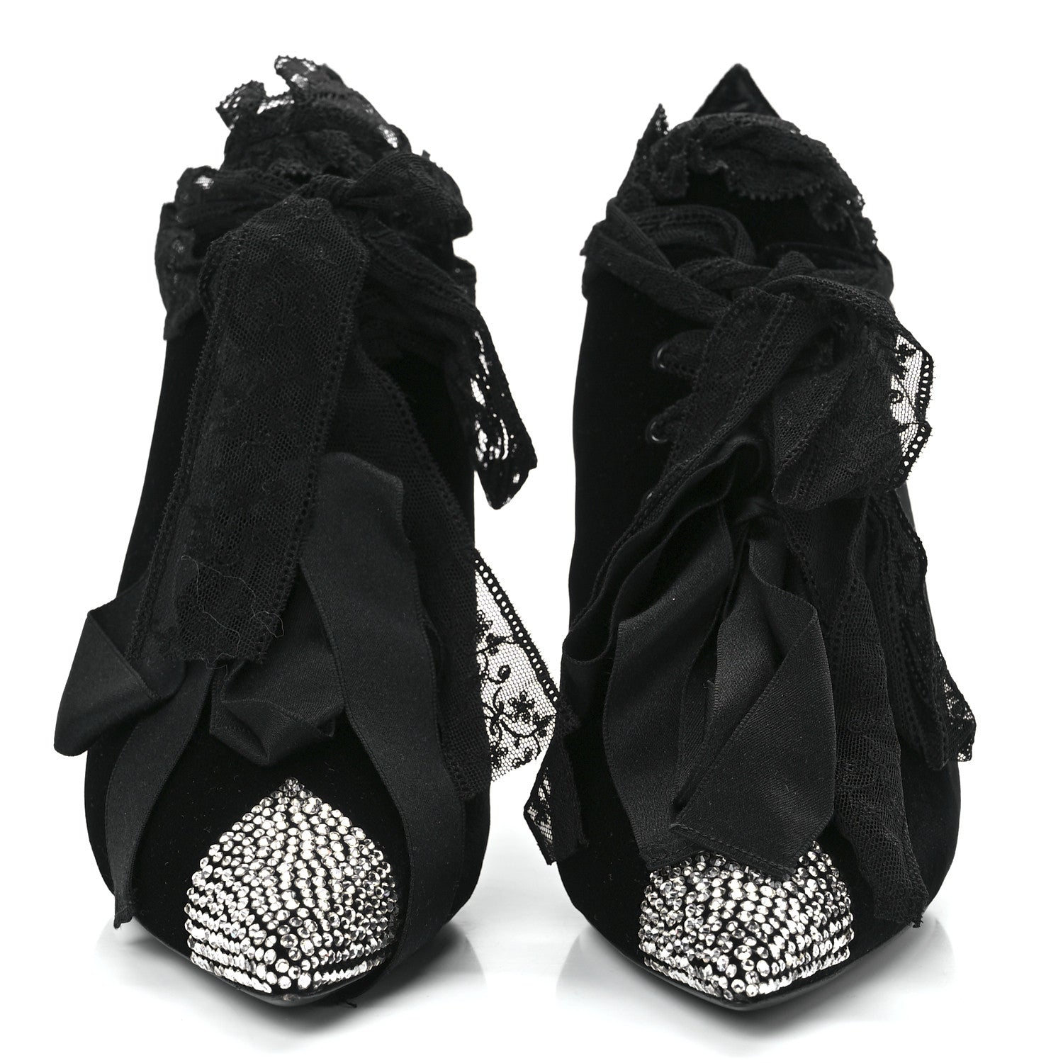Saint Laurent Velluto Master Crystal Embellished Blaze 45 La Strass Ankle Boots 39 Black 2 of 10