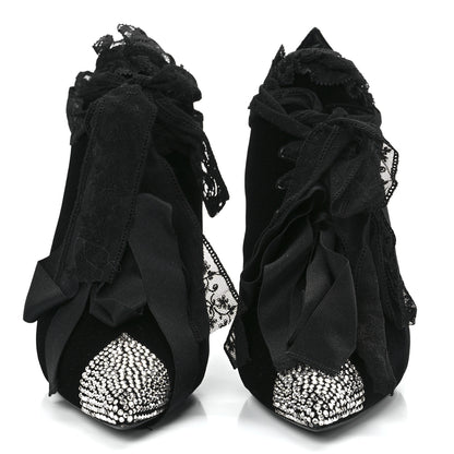 Saint Laurent Velluto Master Crystal Embellished Blaze 45 La Strass Ankle Boots 39 Black 2 of 10