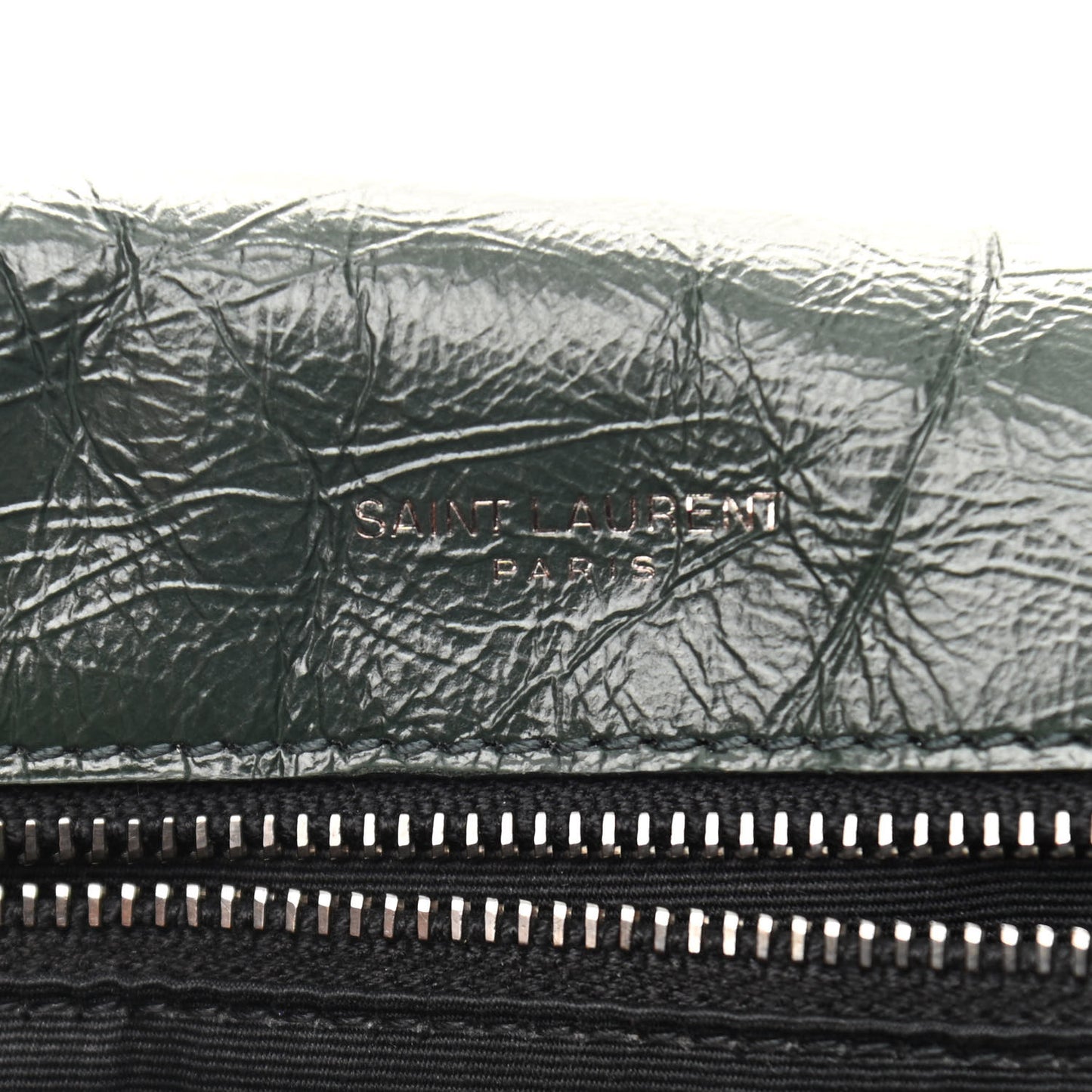 Crinkled Calfskin Matelasse Monogram Medium Niki Chain Satchel Military Olive