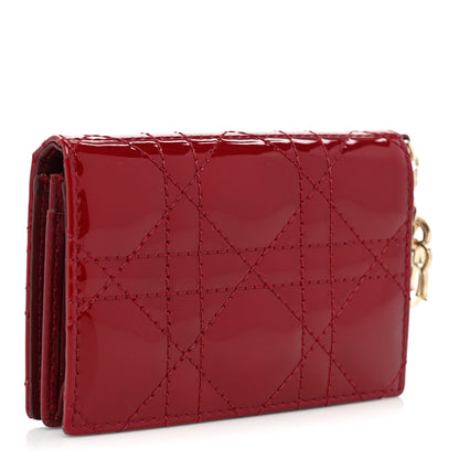 Christian Dior Patent Cannage Small Lady Dior Flap Card Holder Scarlet 3 of 9
