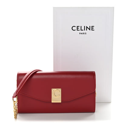 Celine Shiny Smooth Calfskin C Wallet On Chain Bag Red 11 of 11