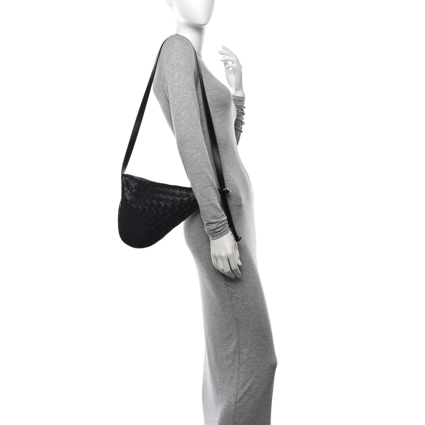 Calfskin Intrecciato Small Virgule Black