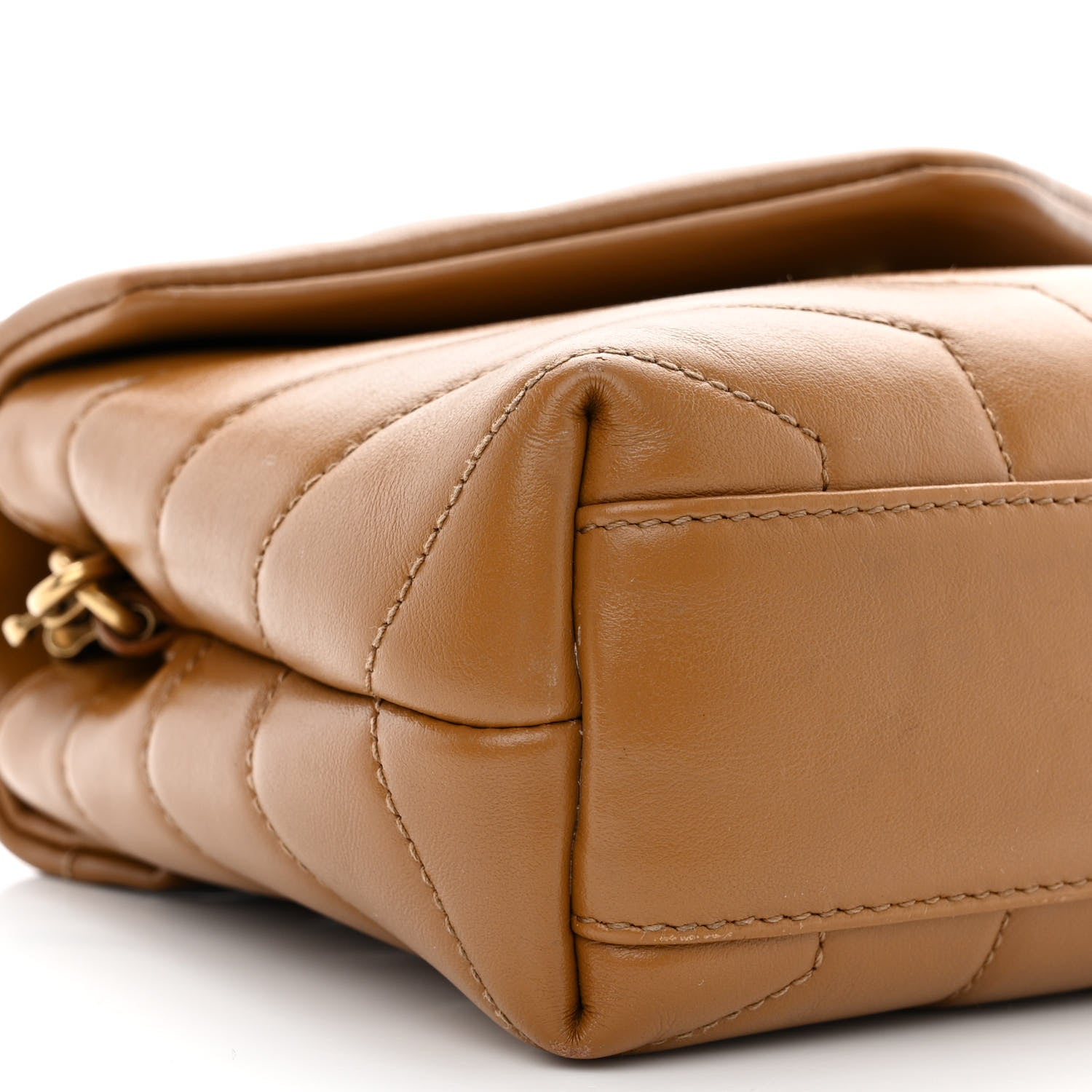 Saint Laurent Calfskin Y Quilted Monogram Toy Loulou Crossbody Bag Dark Natural 9 of 12