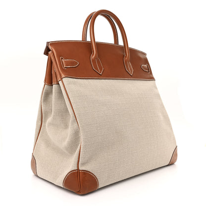 Hermes Barenia Toile De Camp HAC Birkin 40 Ficelle Fauve 3 of 13
