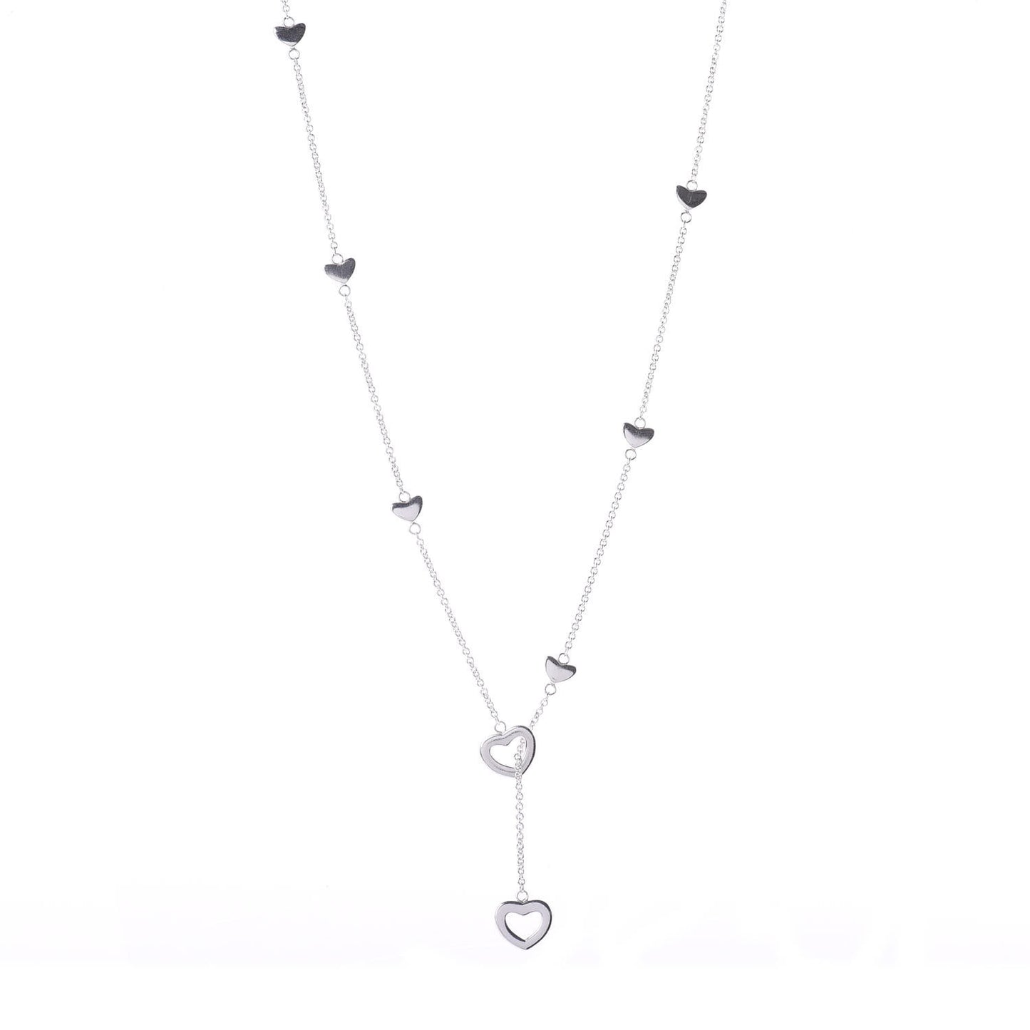 Sterling Silver Heart Lariat Necklace