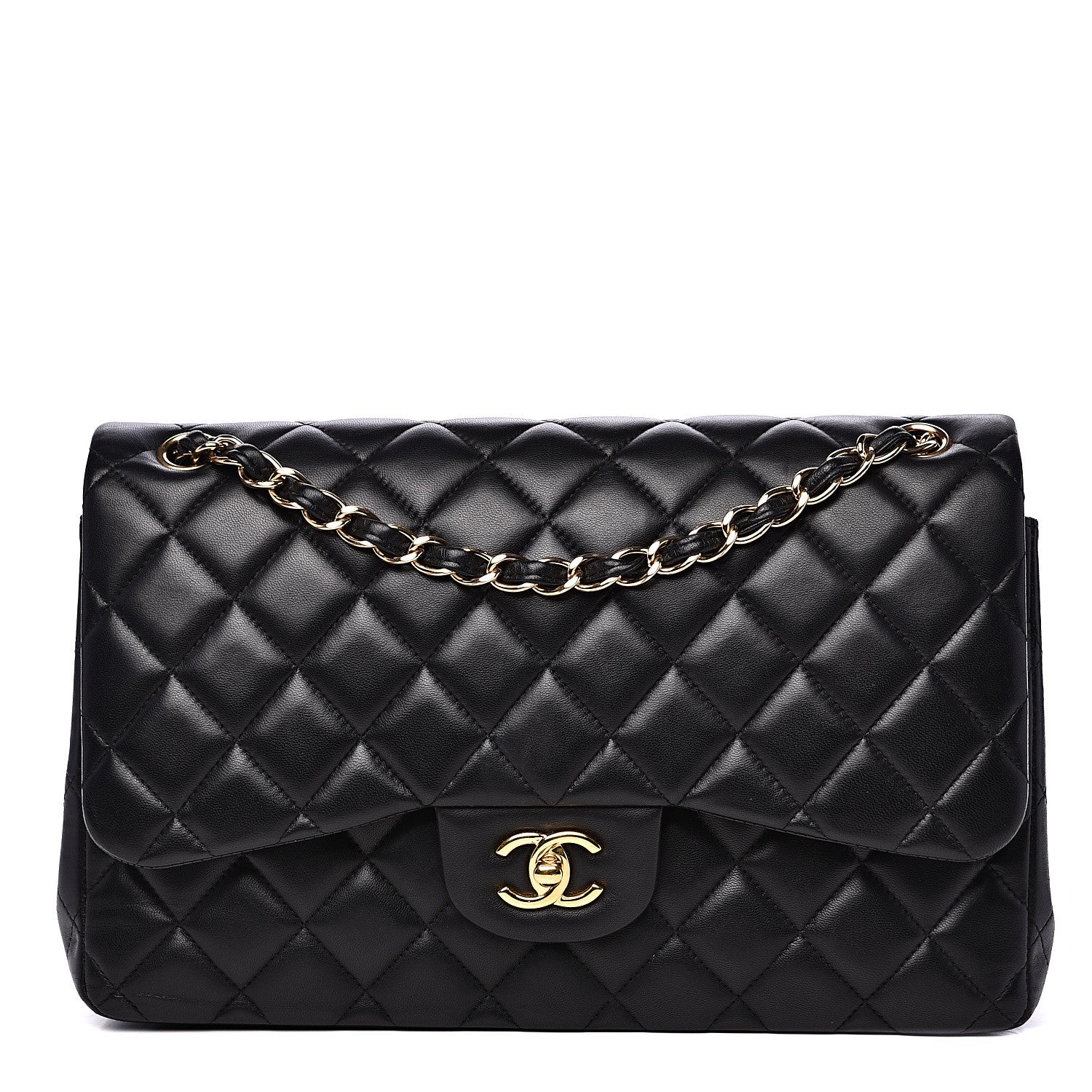 Chanel Lambskin Quilted Jumbo Double Flap Black 1 of 17