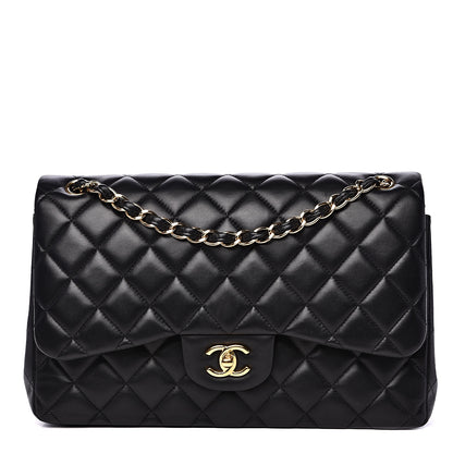 Chanel Lambskin Quilted Jumbo Double Flap Black 1 of 17