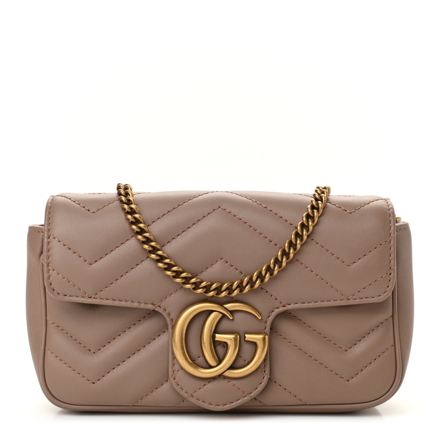 Calfskin Matelasse Super Mini GG Marmont Shoulder Bag Porcelain Rose