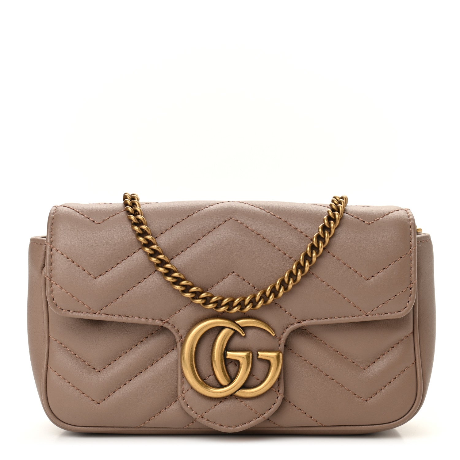 Gucci Calfskin Matelasse Super Mini GG Marmont Shoulder Bag Porcelain Rose 1 of 10