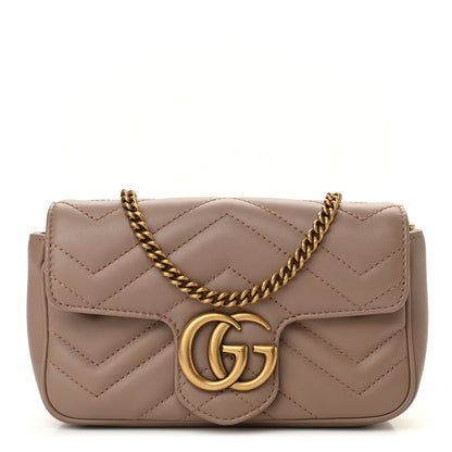 Gucci Calfskin Matelasse Super Mini GG Marmont Shoulder Bag Porcelain Rose 1 of 10