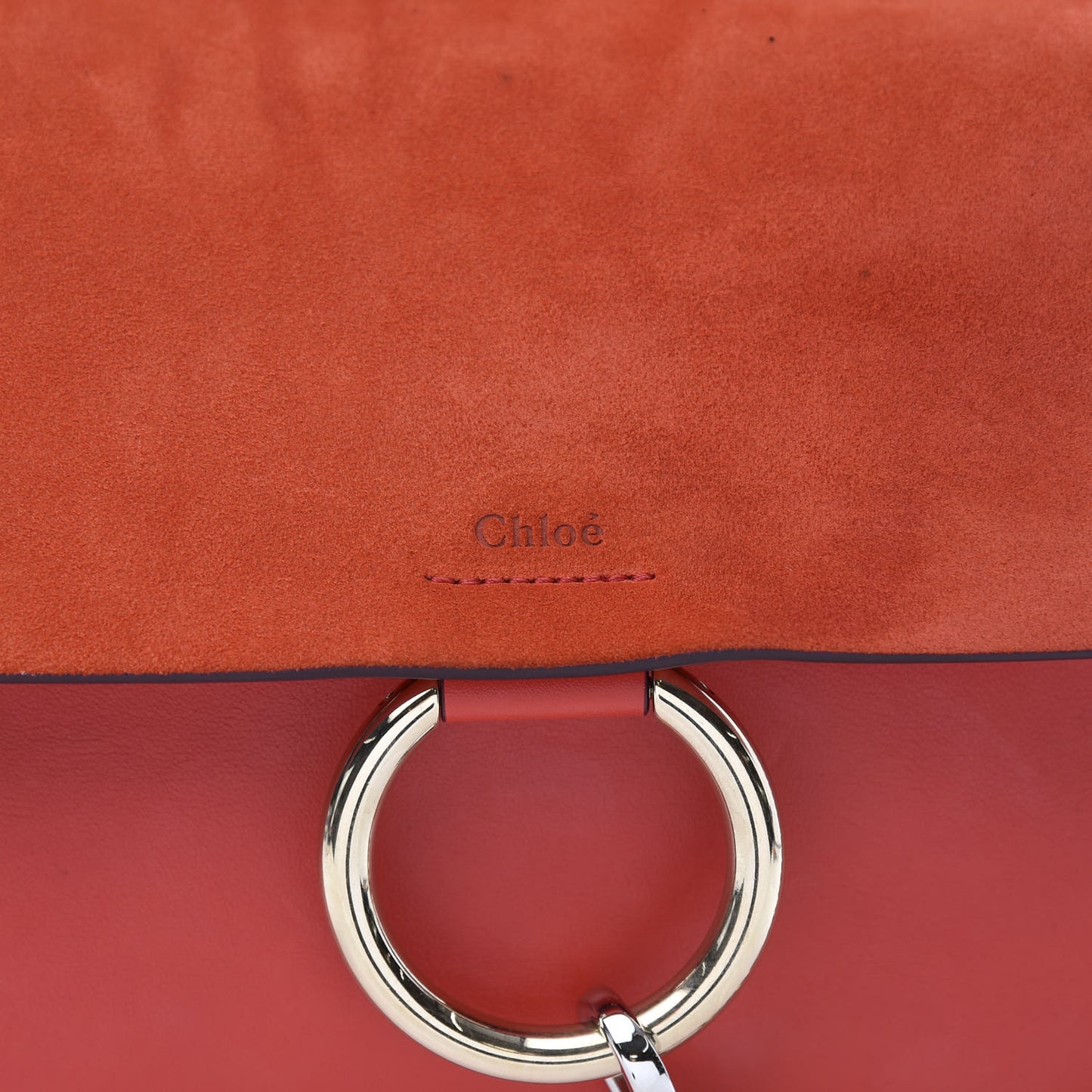 Calfskin Suede Medium Faye Shoulder Bag Sepia Red
