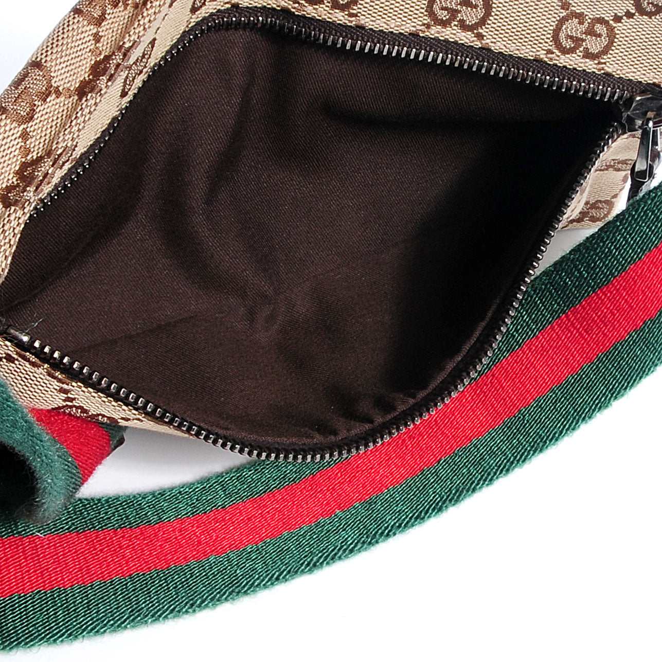 Gucci GG Monogram Web Double Pocket Belt Bag Dark Brown 5 of 7