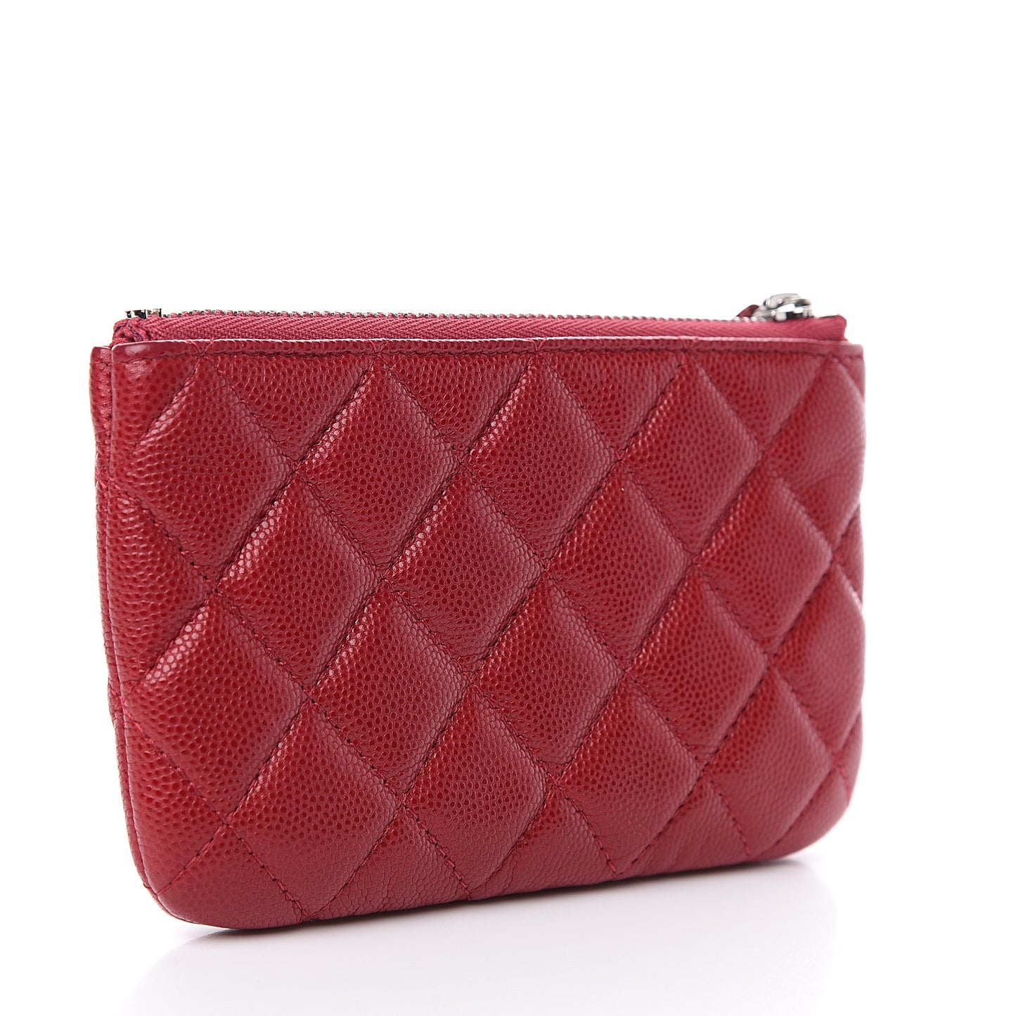 Caviar Quilted Small Cosmetic Case Dark Red