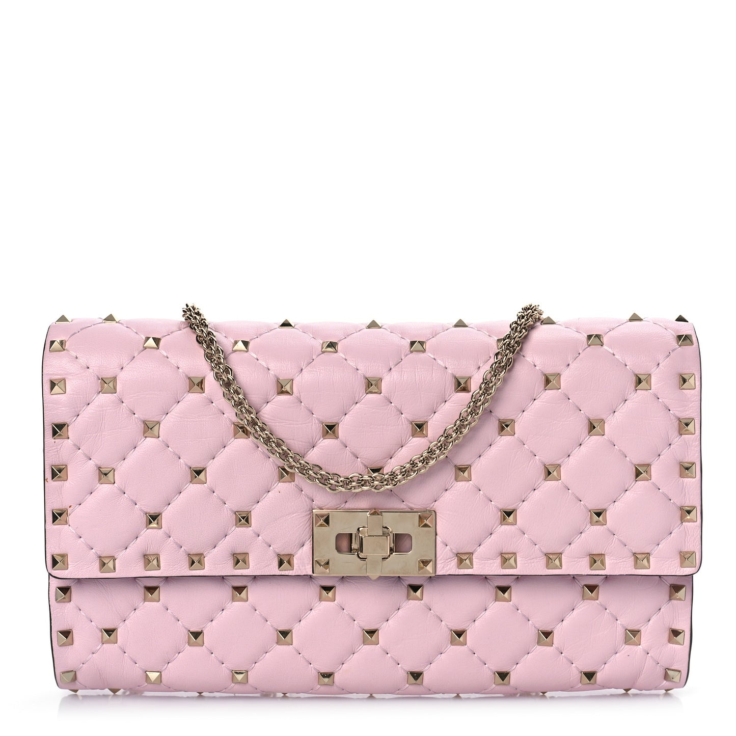 Nappa Rockstud Spike Wallet on Chain Water Rose