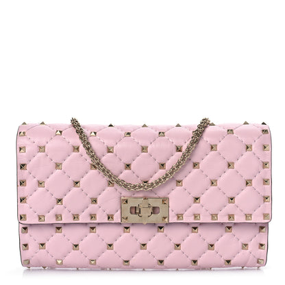 Valentino Garavani Nappa Rockstud Spike Wallet on Chain Water Rose 1 of 9