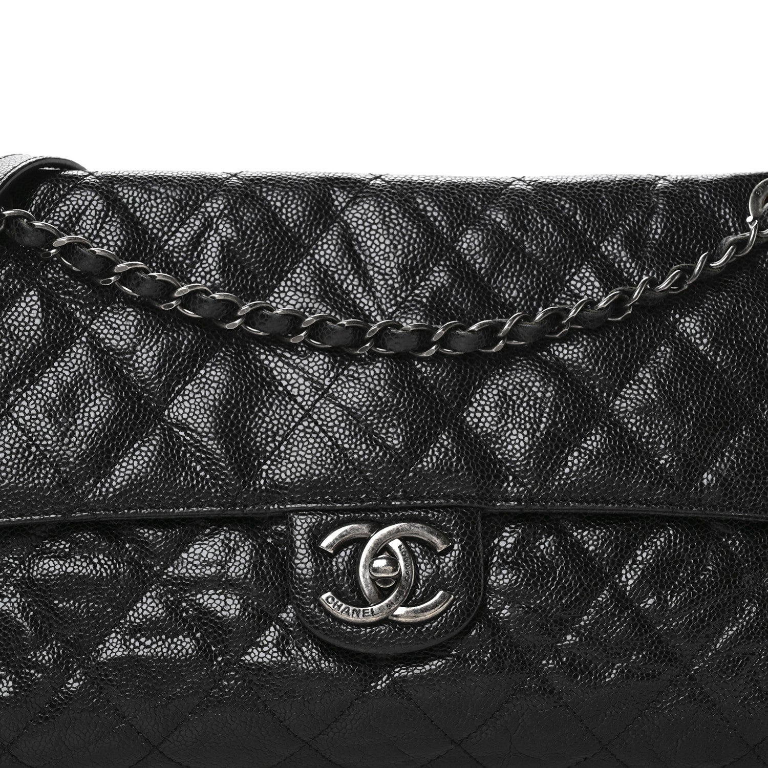 Chanel Crumpled Grained Calfskin Jumbo CC Crave Flap Black 8 of 13