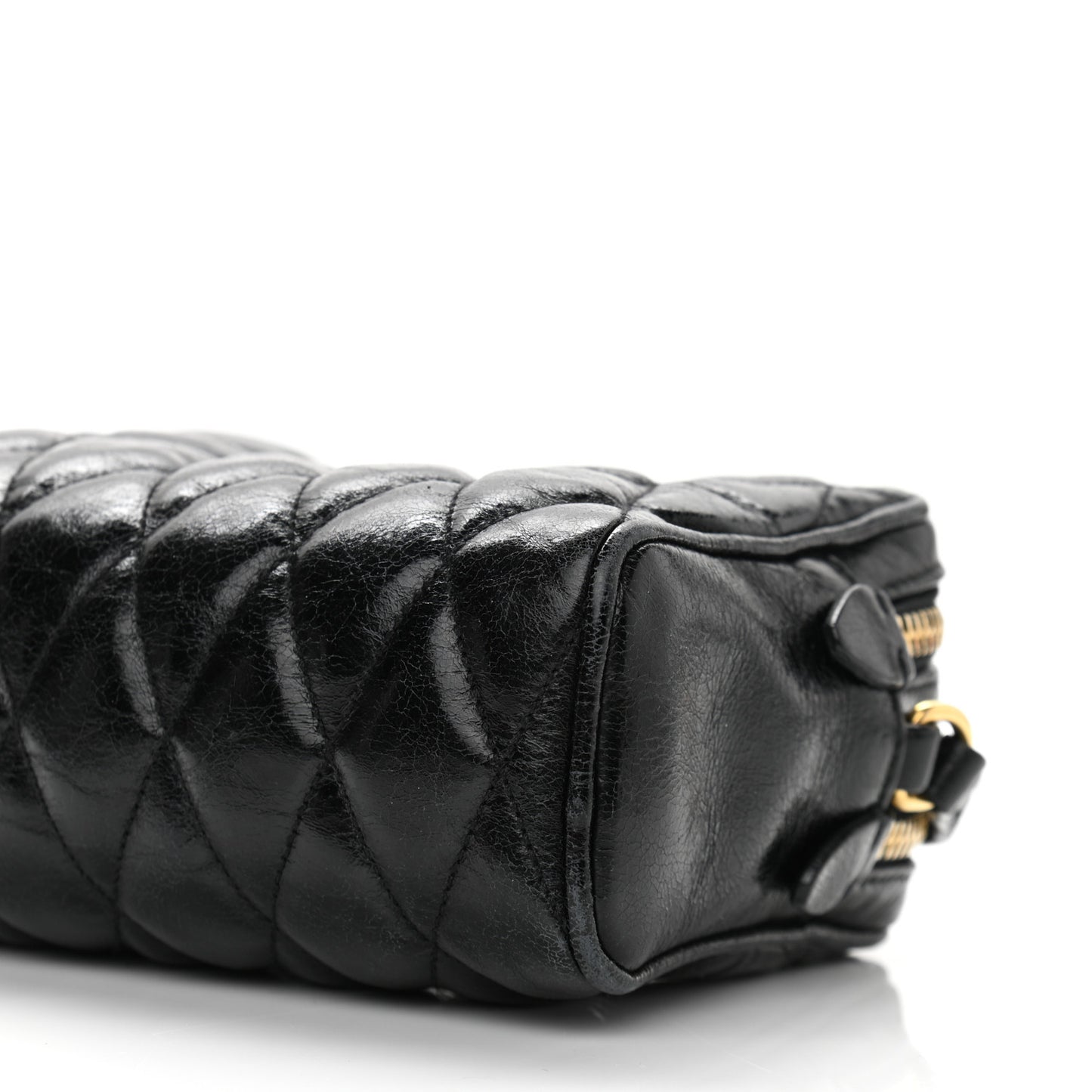 Vitello Shine Quilted Camera Bag Black