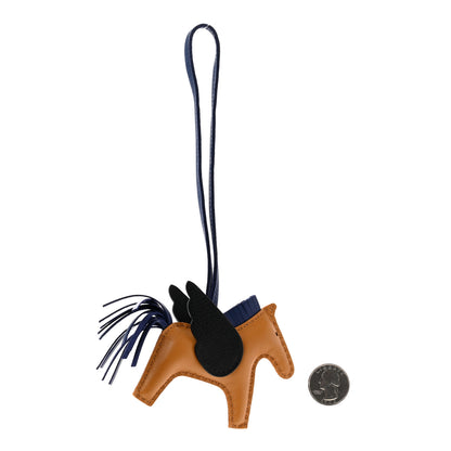 Hermes Milo Lambskin Grigri Rodeo Pegase Horse Bag Charm PM Sesame Black Bleu Saphir 2 of 4