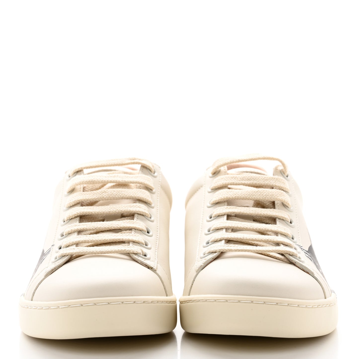 Calfskin Mystic Cat Print Womens Ace Sneakers 36 White