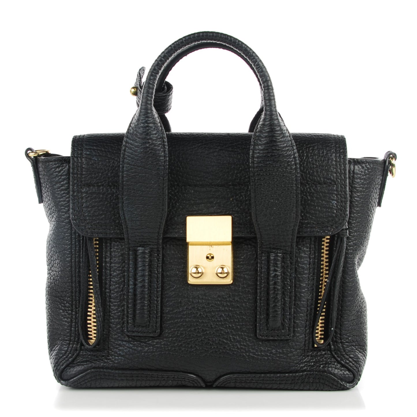 3.1 Textured Calfskin Mini Pashli Satchel Black