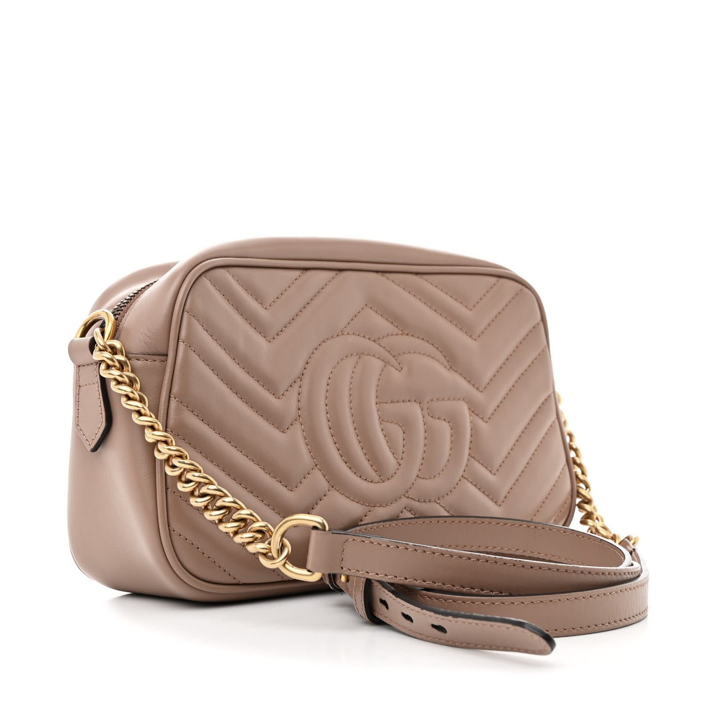 Calfskin Matelasse Small GG Marmont Chain Shoulder Bag Porcelain Rose