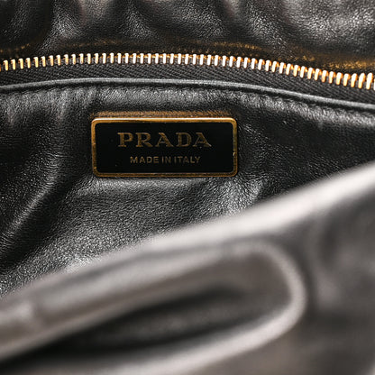 Prada Nappa Soft Padded Logo Embossed Triangle Quilted Small Shoulder Bag Black 6 of 9