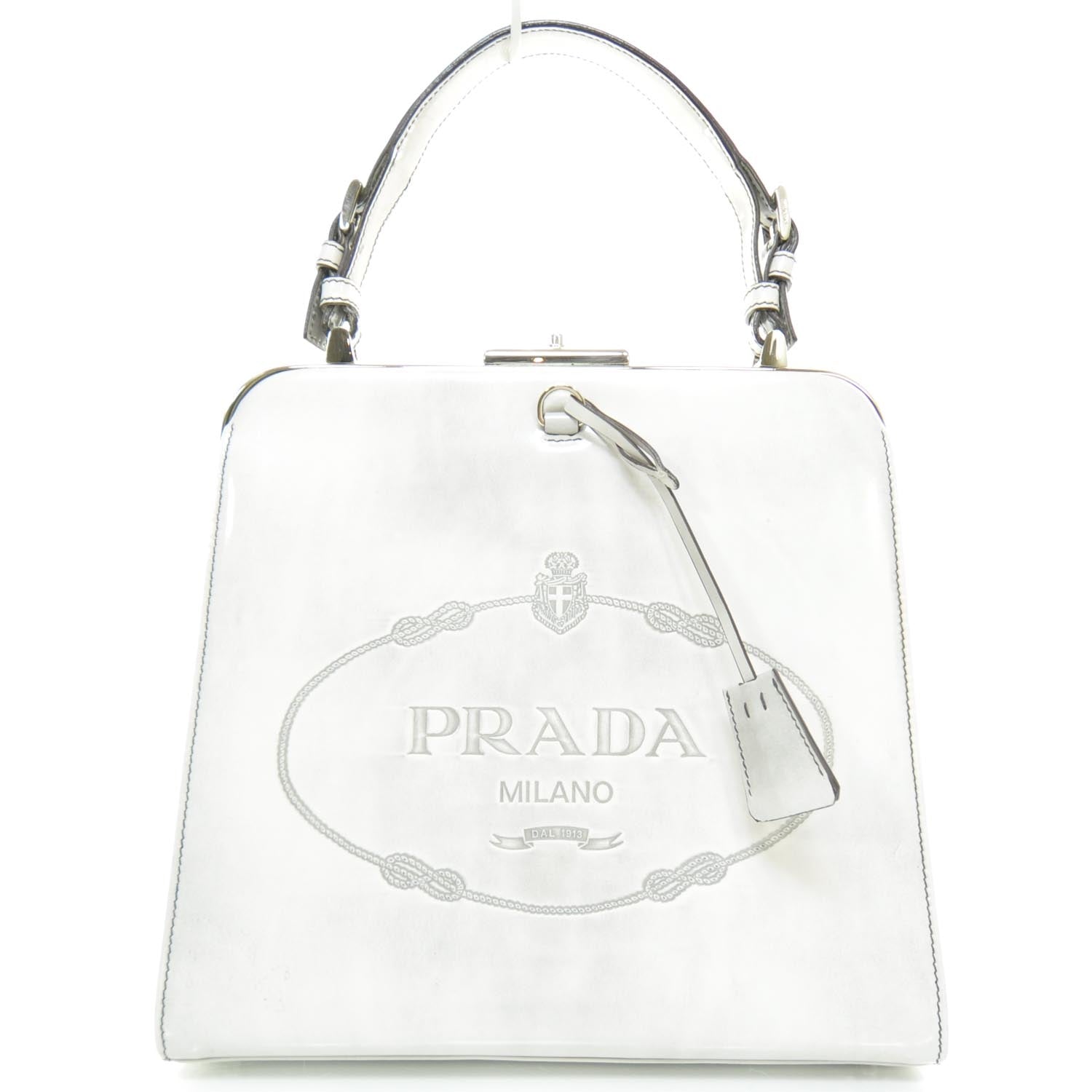 Prada Spazzolato Logo Print Framed Bag Quarzo 1 of 8