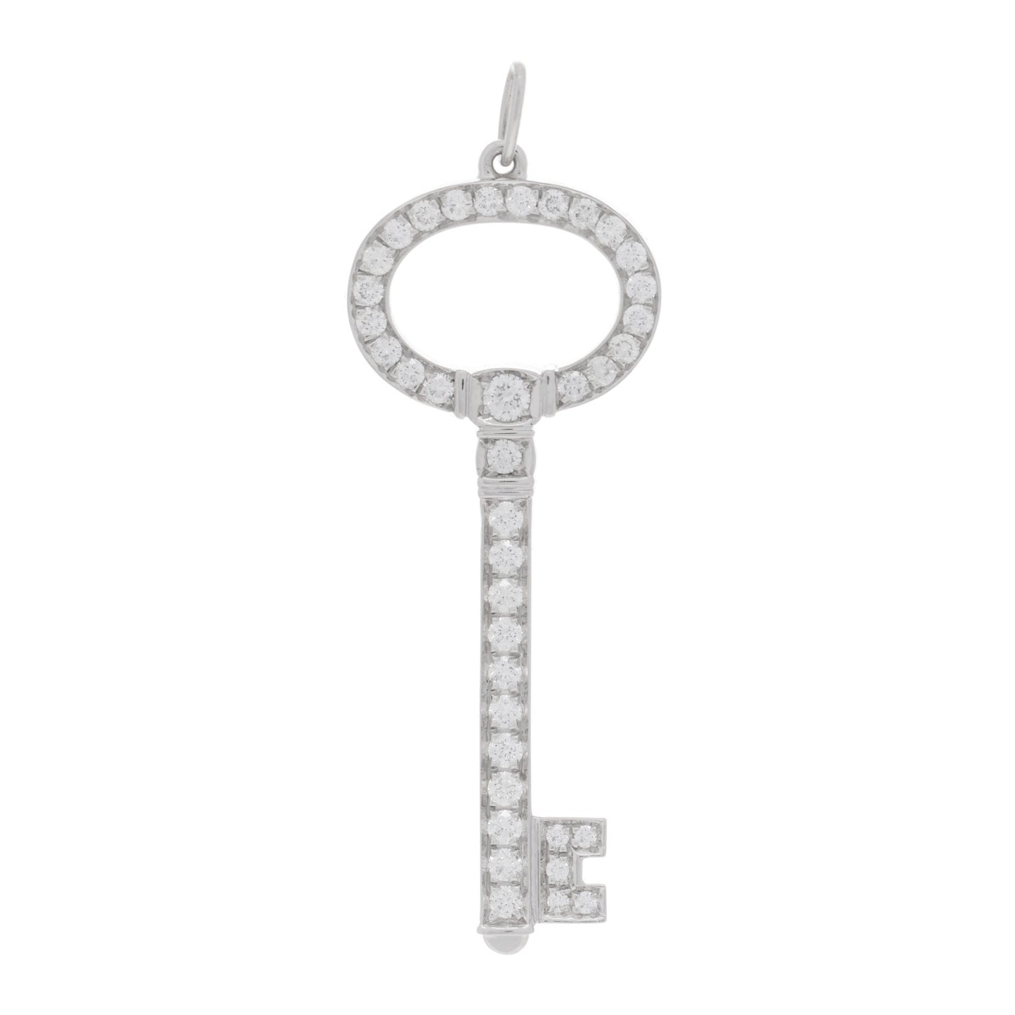 Platinum Diamond Oval Key Charm Pendant