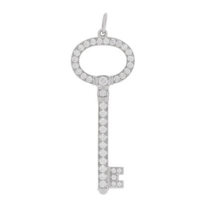 Tiffany Platinum Diamond Oval Key Charm Pendant 1 of 4