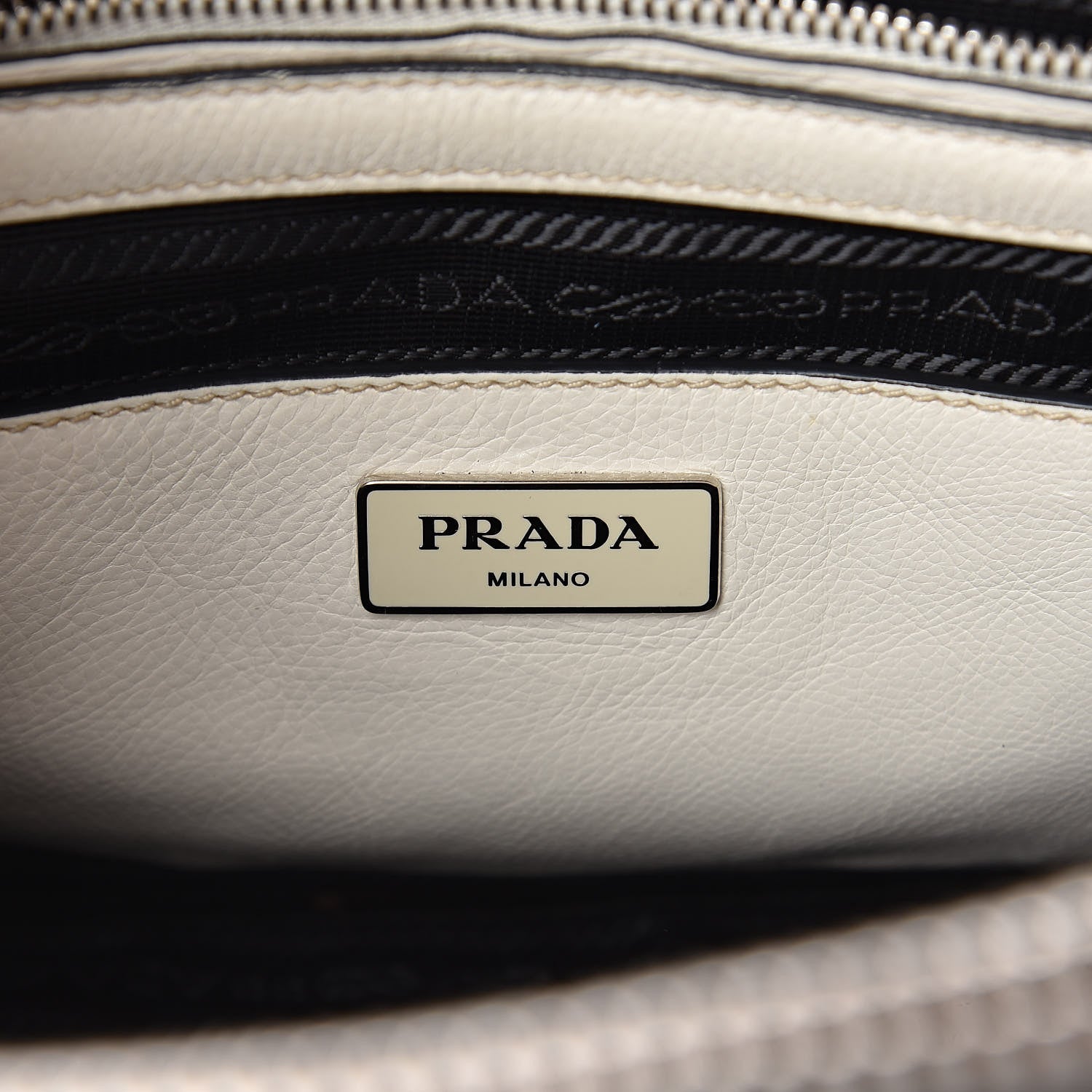 Prada Glace Calf Studded Twin Pocket Tote White 6 of 9