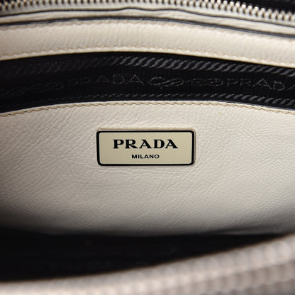 Prada Glace Calf Studded Twin Pocket Tote White 6 of 9