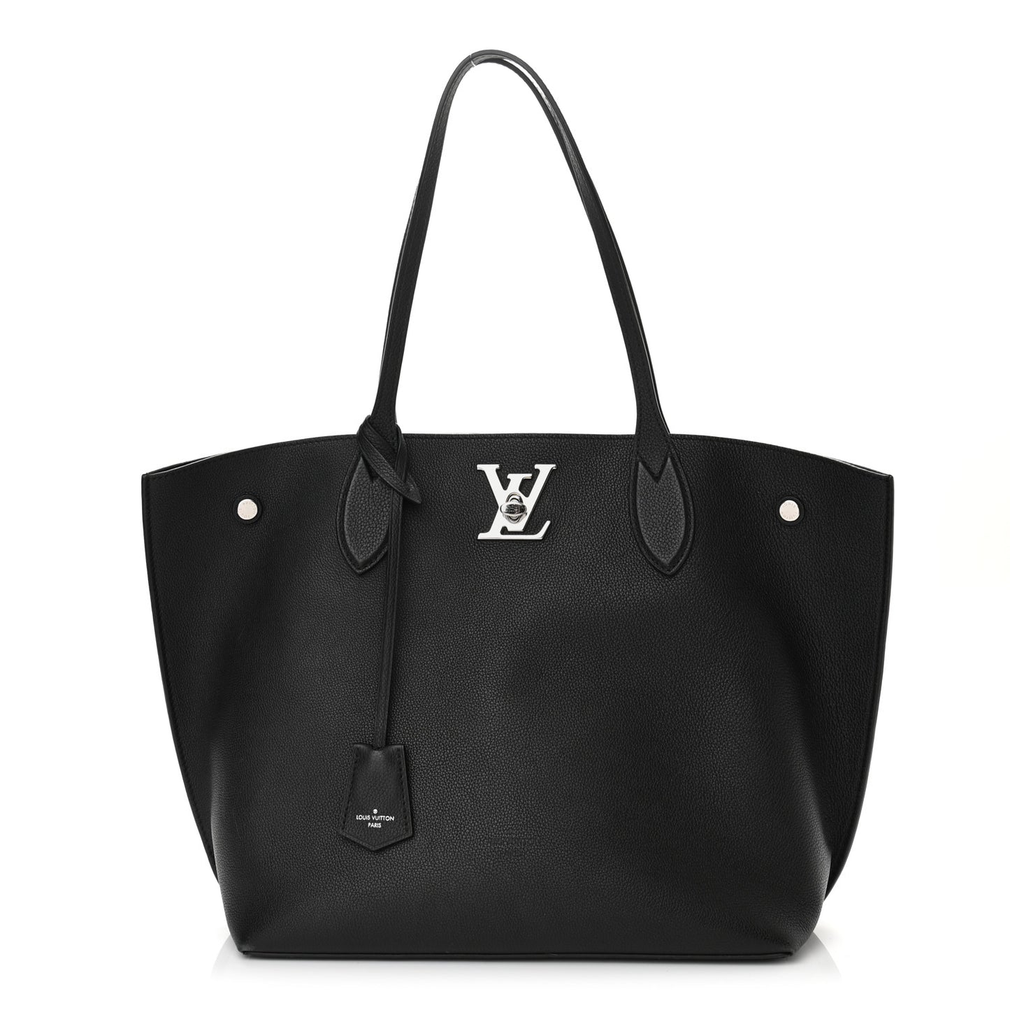 Calfskin Lockme Go Tote Black