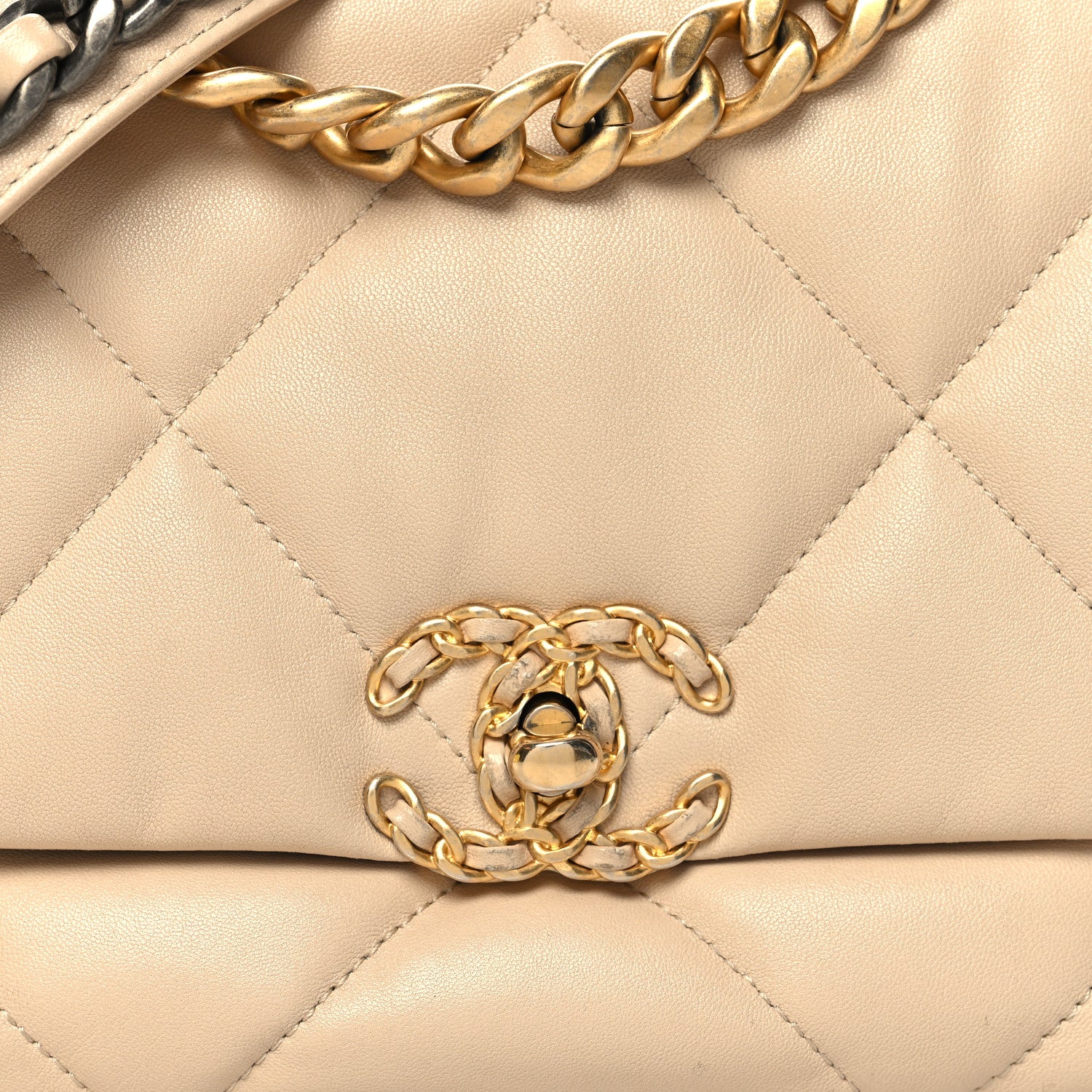 Chanel Lambskin Quilted Medium Chanel 19 Flap Light Beige 8 of 10