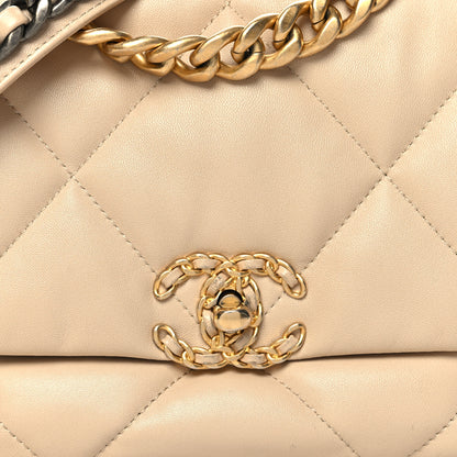 Chanel Lambskin Quilted Medium Chanel 19 Flap Light Beige 8 of 10