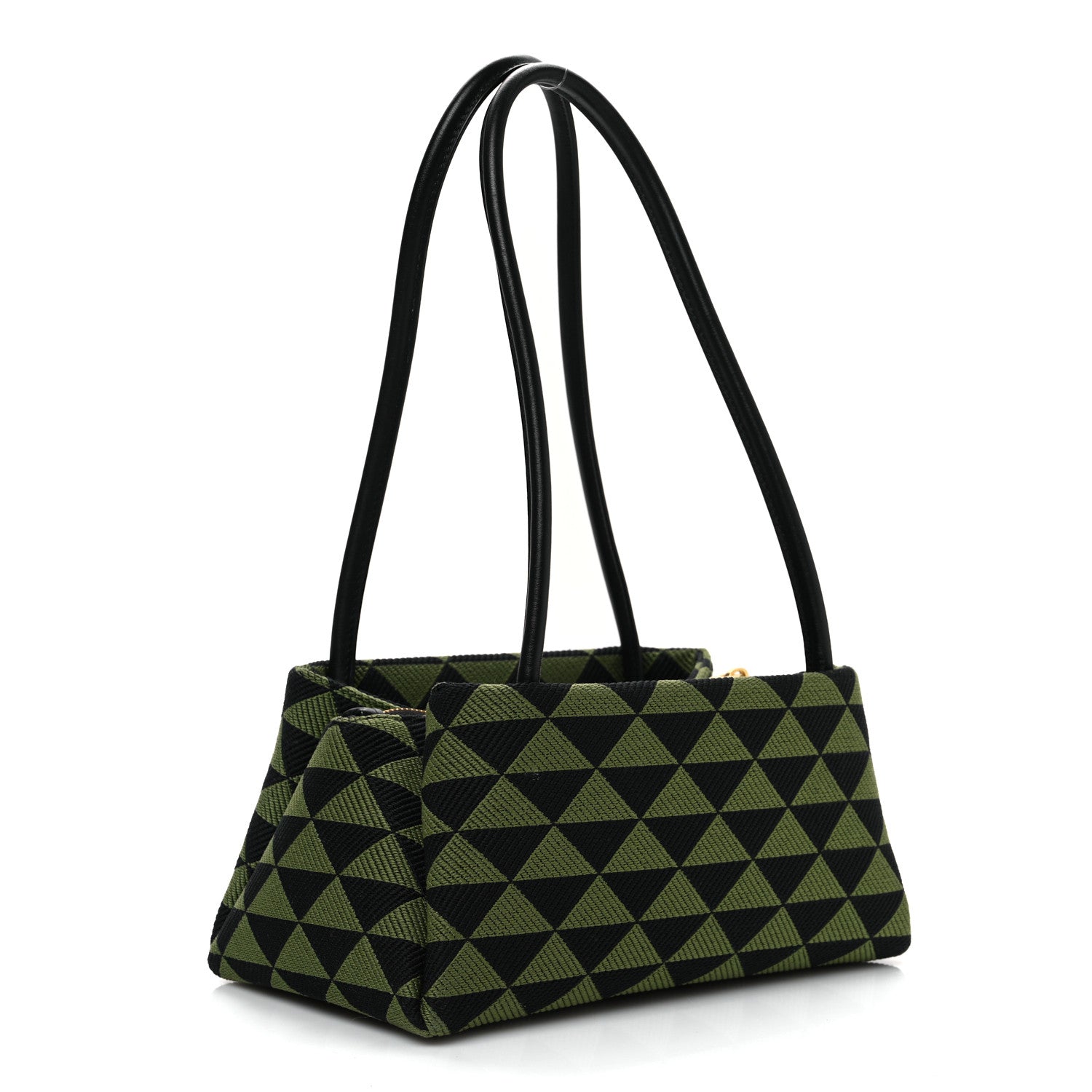 Prada Jacquard Triangolo Symbole Embroidered Small Shoulder Bag Black Edera 3 of 9