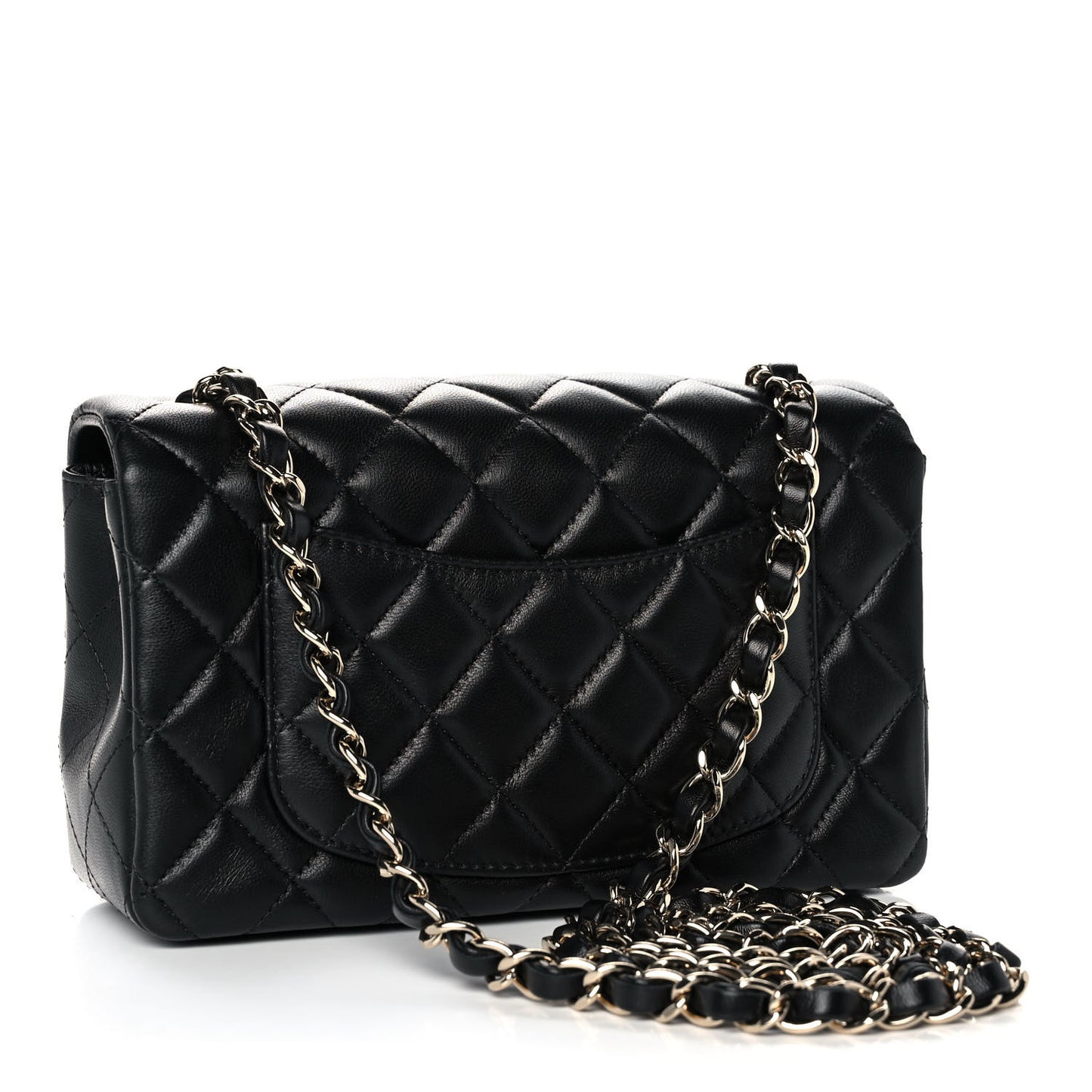 Lambskin Quilted Mini Rectangular Flap Black