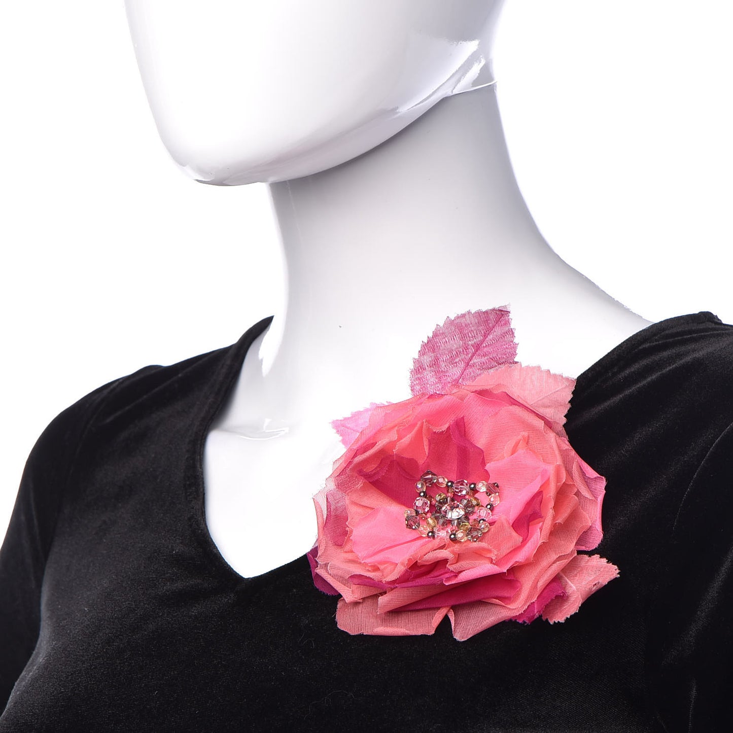 Fabric Bead CC Camellia Brooch Pink