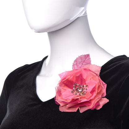 Chanel Fabric Bead CC Camellia Brooch Pink 2 of 6