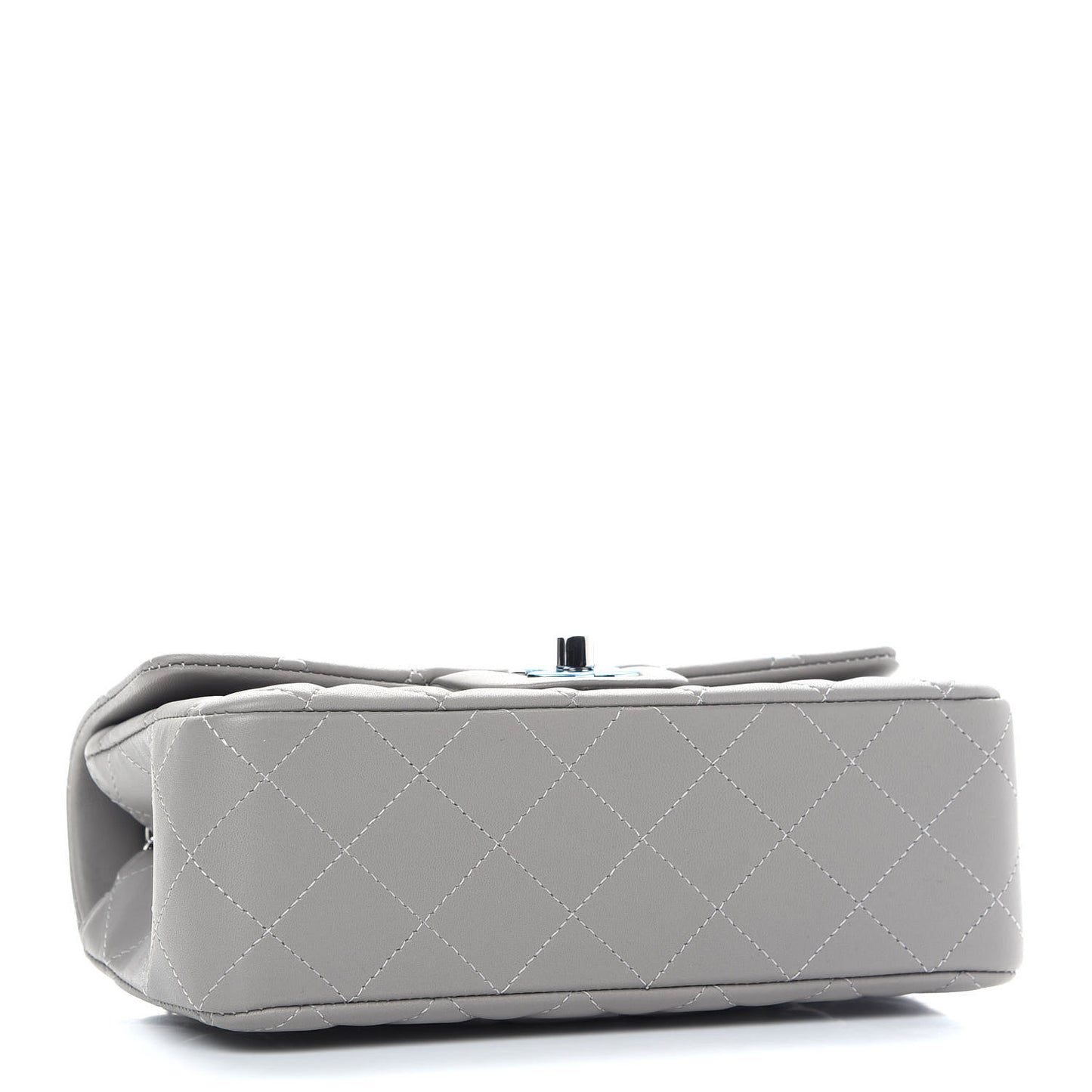 Lambskin Quilted Mini Rectangular Flap Grey