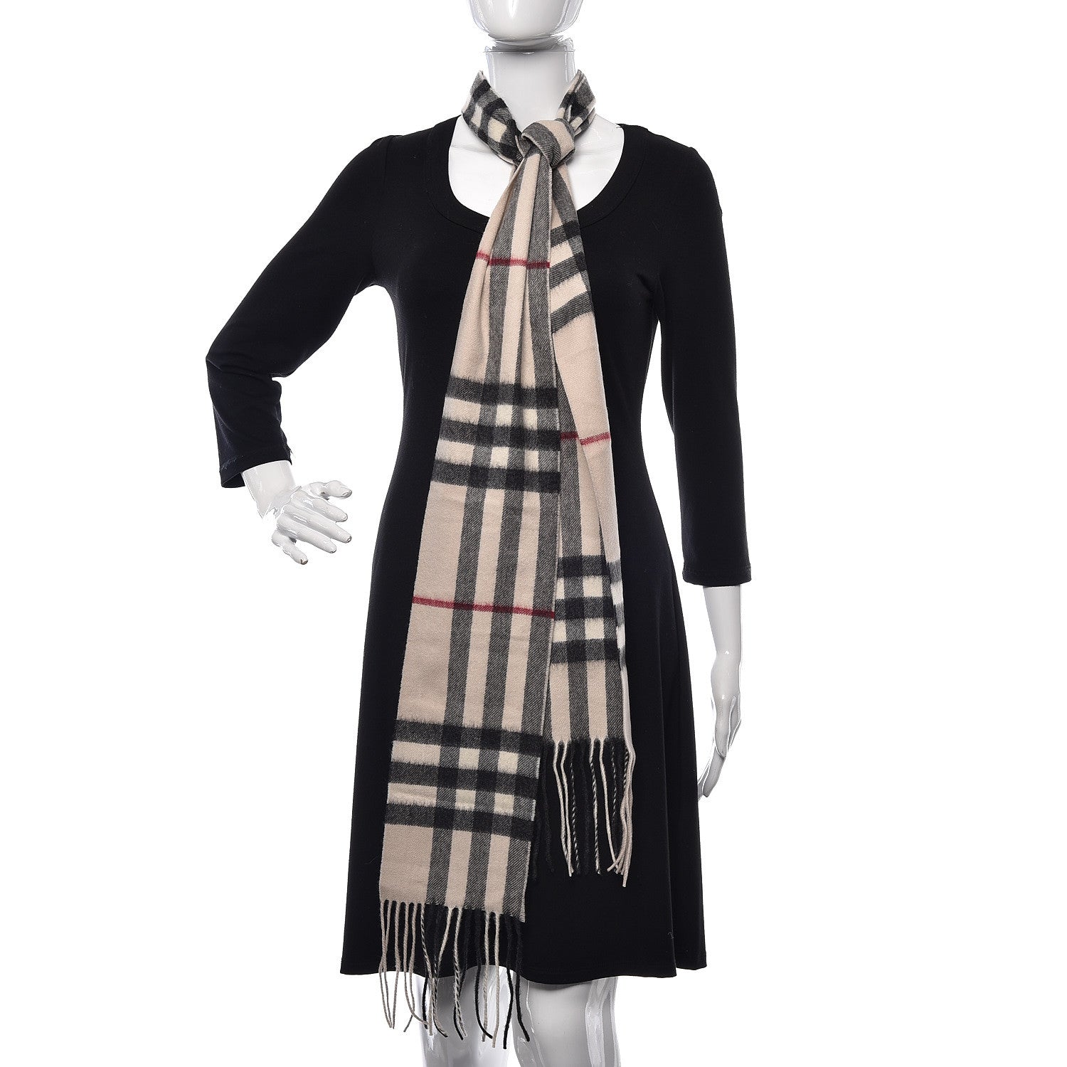Burberry Cashmere Giant Check Skinny Scarf Stone 2 of 5
