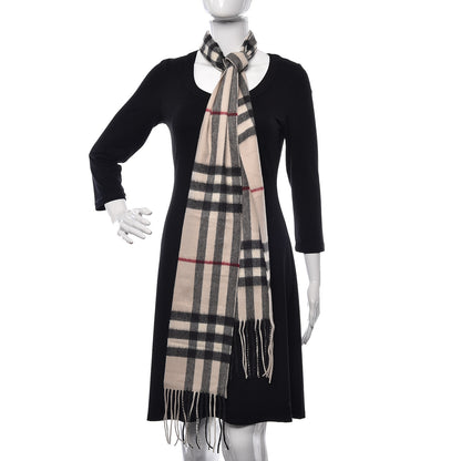 Burberry Cashmere Giant Check Skinny Scarf Stone 2 of 5