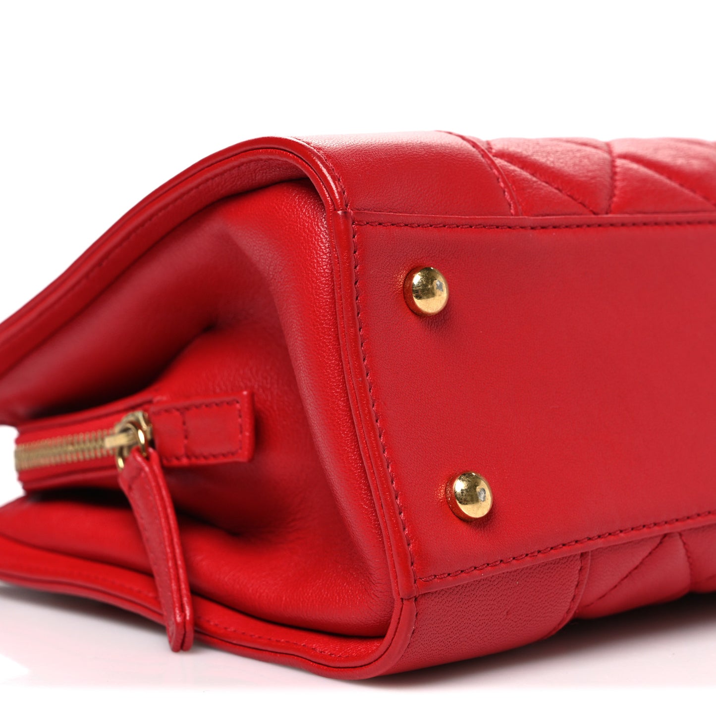 Sheepskin Quilted Small Mademoiselle Vintage Shopping Tote Red