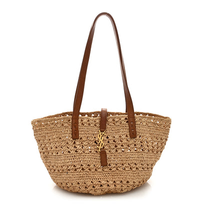 Saint Laurent Raffia Calfskin Small Panier Tote Naturel 1 of 8